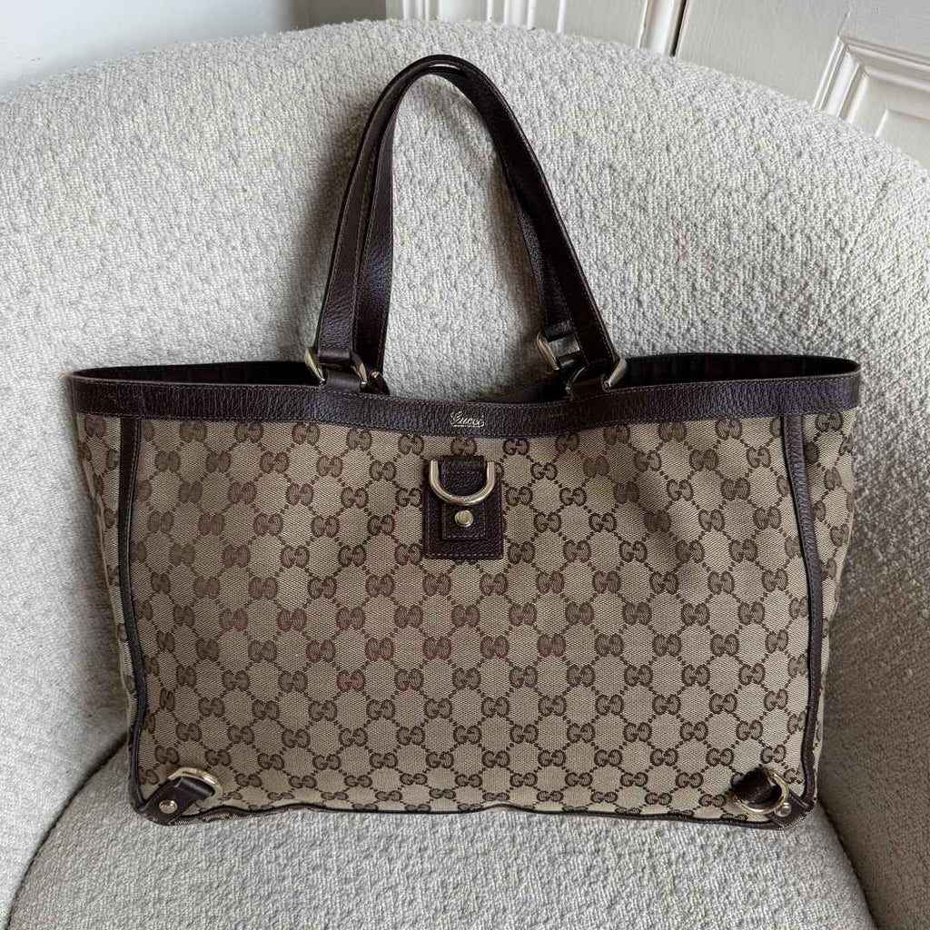 Gucci GG Canvas Abbey D-Ring Brown Tote Bag