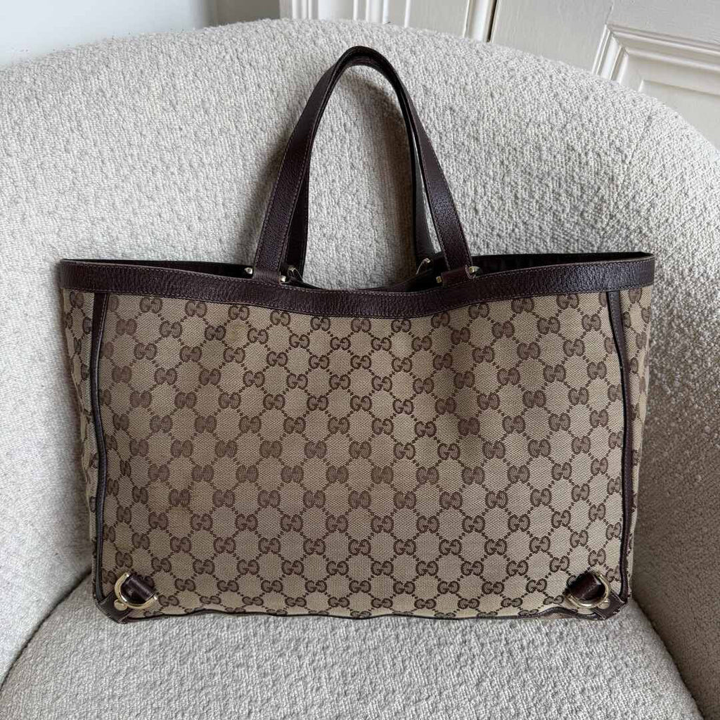 Gucci GG Canvas Abbey D-Ring Brown Tote Bag