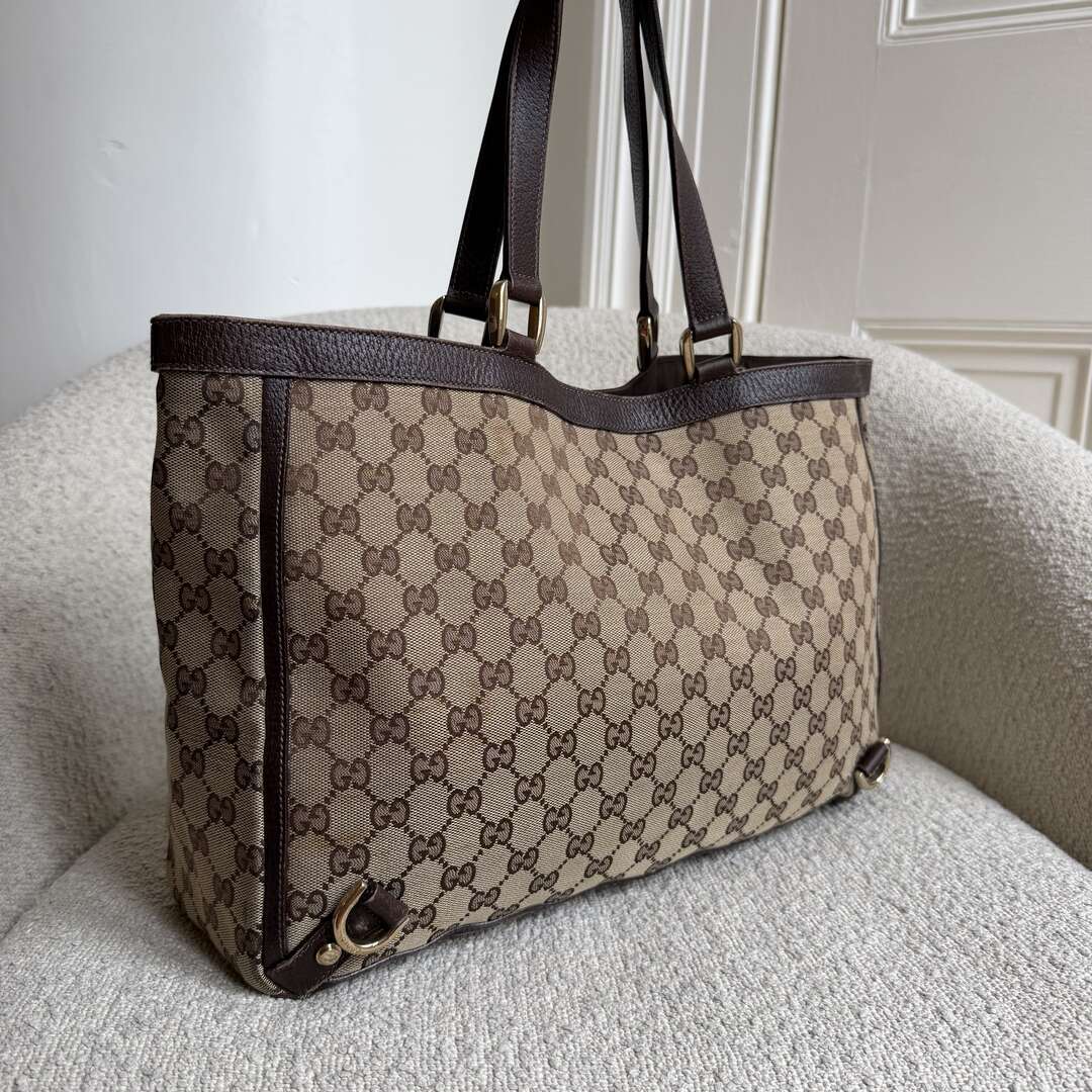 Gucci GG Canvas Abbey D-Ring Brown Tote Bag