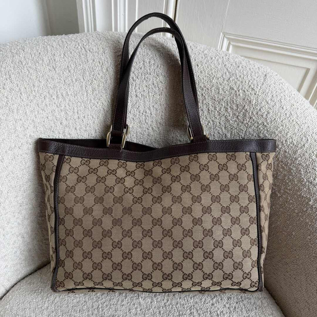 Gucci GG Canvas Abbey D-Ring Pocket Brown Tote Bag