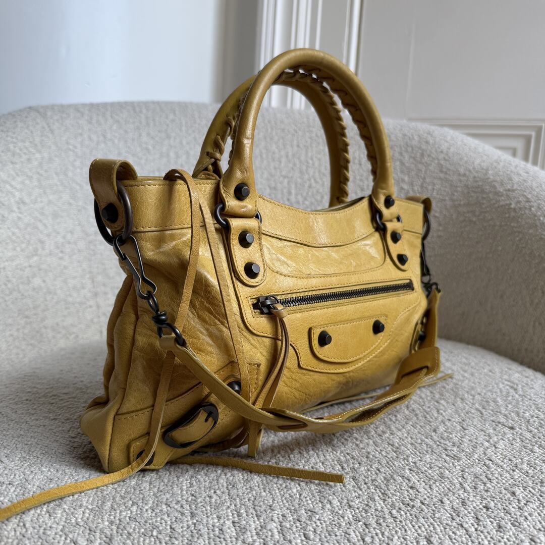 2010 Balenciaga First Yellow Leather Handbag