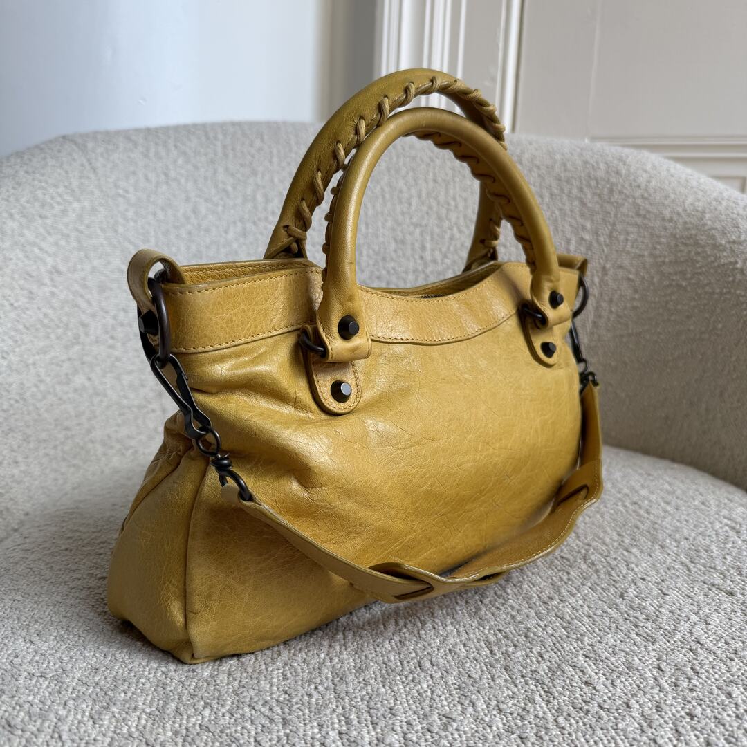 2010 Balenciaga First Yellow Leather Handbag