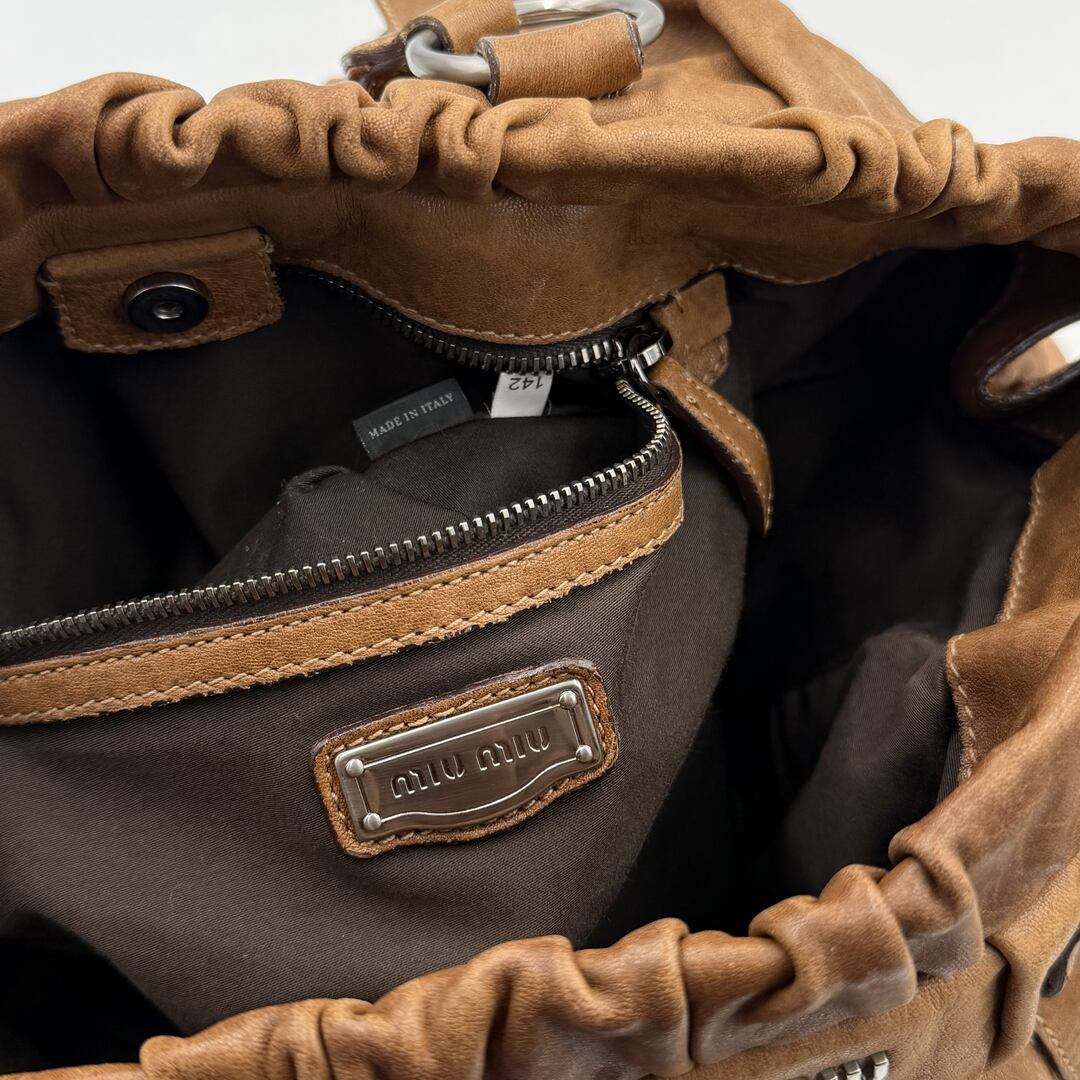 Miu Miu XL Vitello Leather Brown Handbag