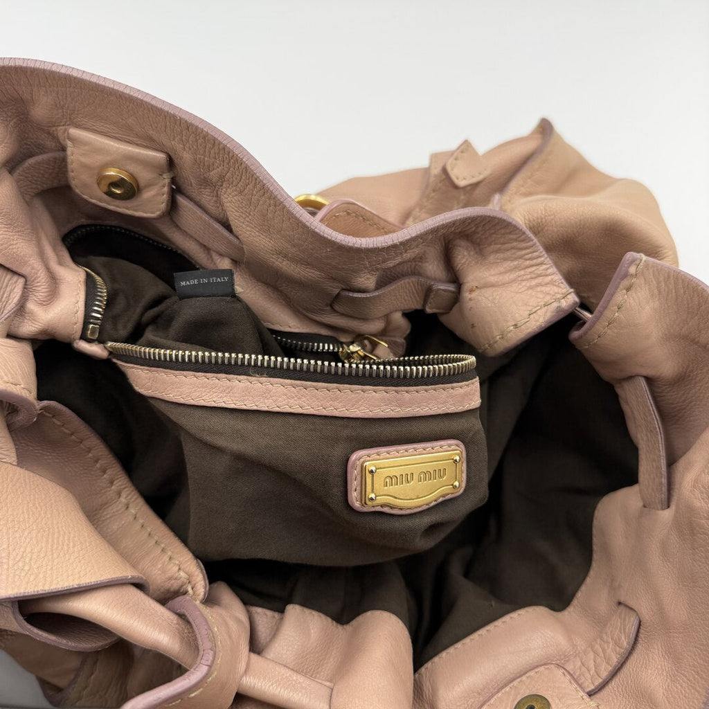 Miu Miu Vitello Leather Dusty Pink Tote Bag