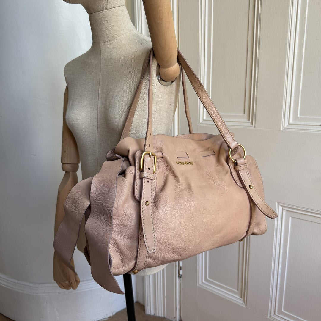 Miu Miu Vitello Leather Dusty Pink Tote Bag