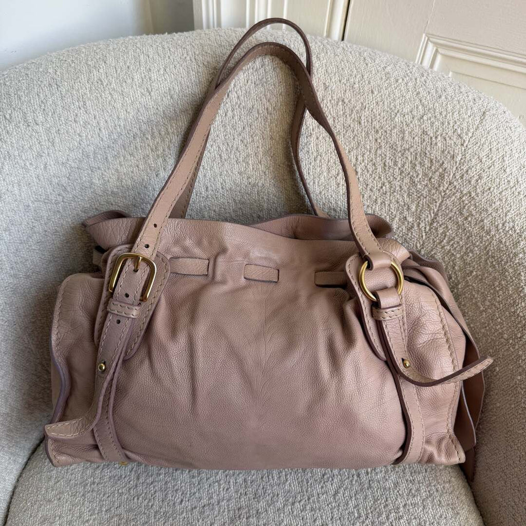 Miu Miu Vitello Leather Dusty Pink Tote Bag