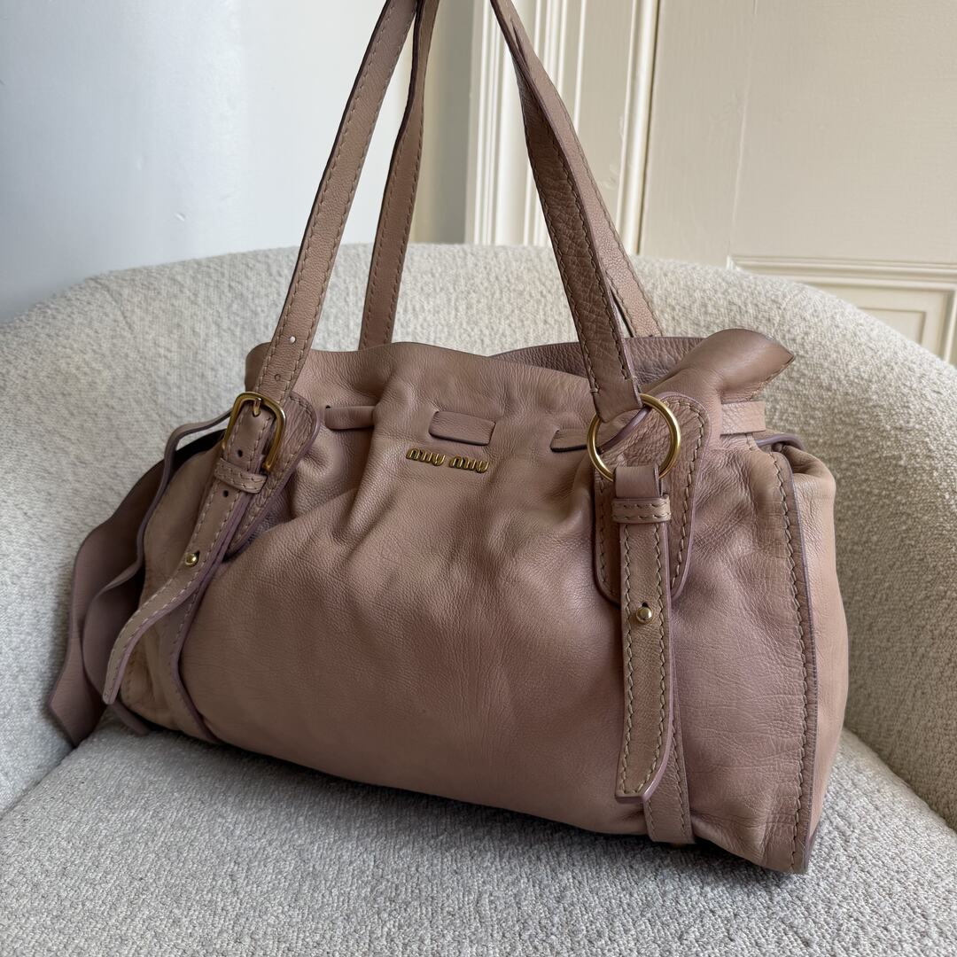 Miu Miu Vitello Leather Dusty Pink Tote Bag
