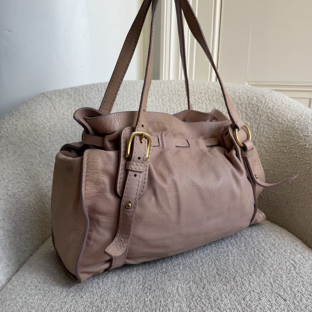 Miu Miu Vitello Leather Dusty Pink Tote Bag