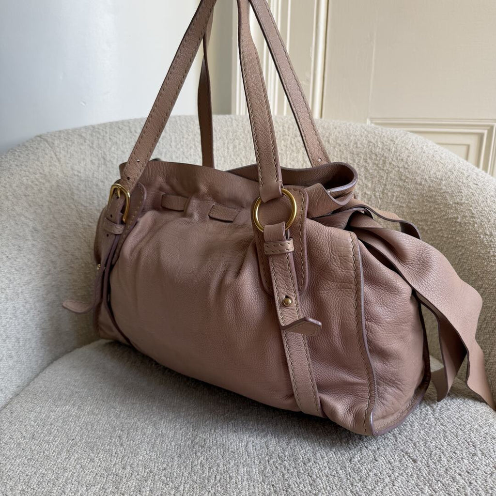 Miu Miu Vitello Leather Dusty Pink Tote Bag