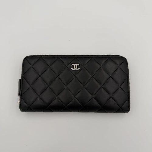 2011 Chanel CC Matelasse Lambskin Black Leather Long Zip Wallet