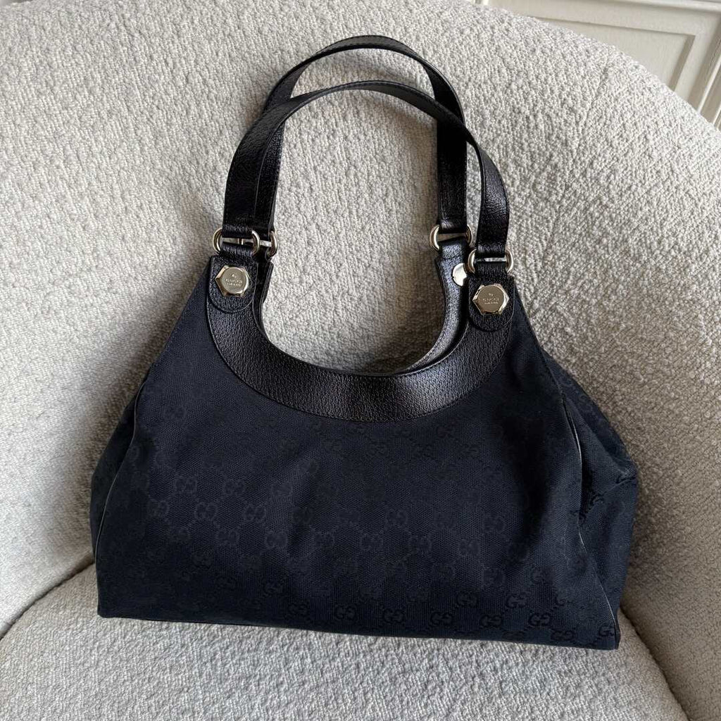 Gucci GG Canvas Monogram Black Tote Bag