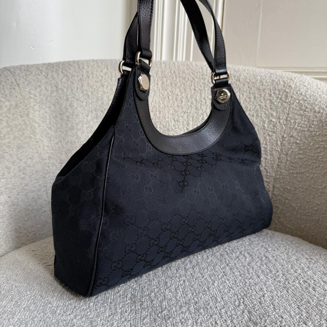 Gucci GG Canvas Monogram Black Tote Bag