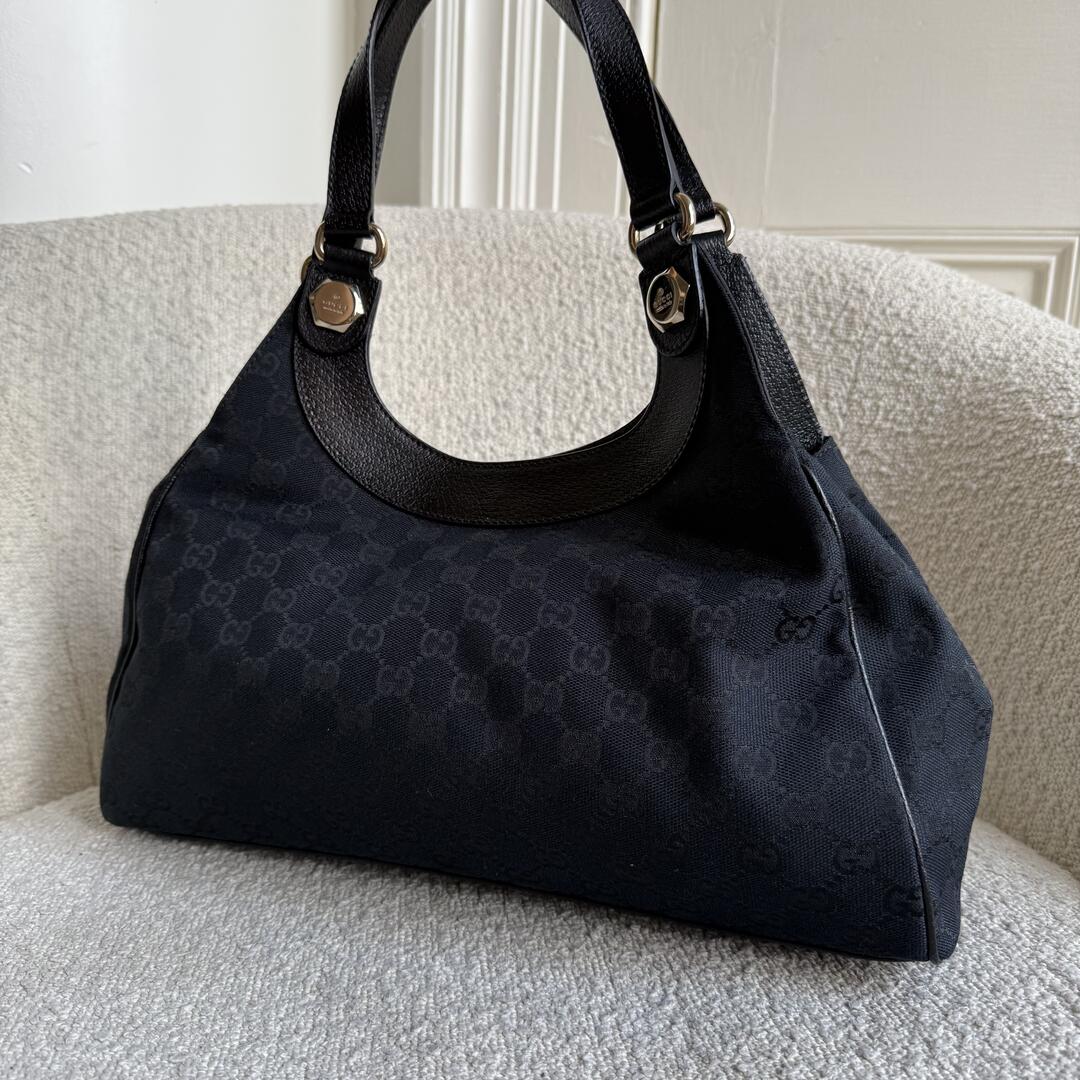 Gucci GG Canvas Monogram Black Tote Bag