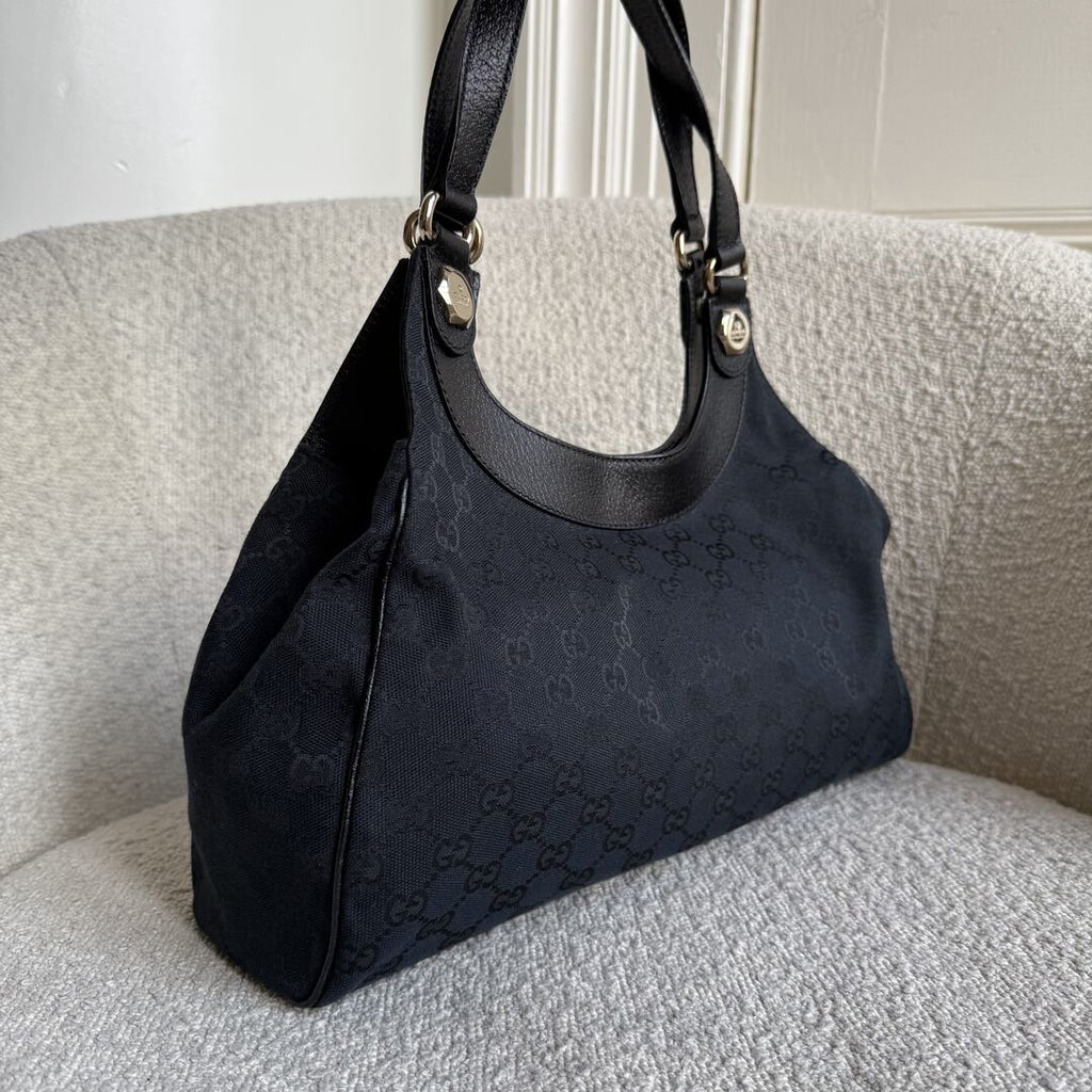 Gucci GG Canvas Monogram Black Tote Bag