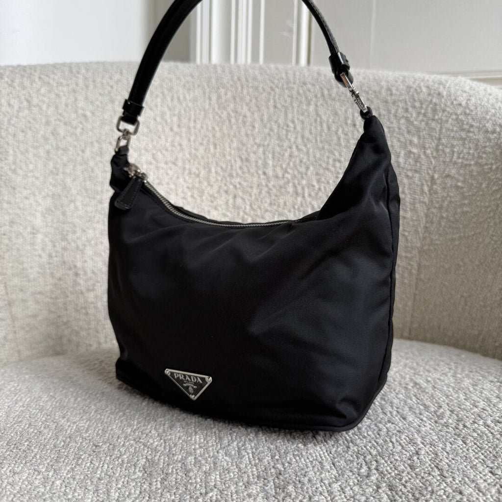 Prada Tessuto Hobo Nylon Black Mini Shoulder Bag