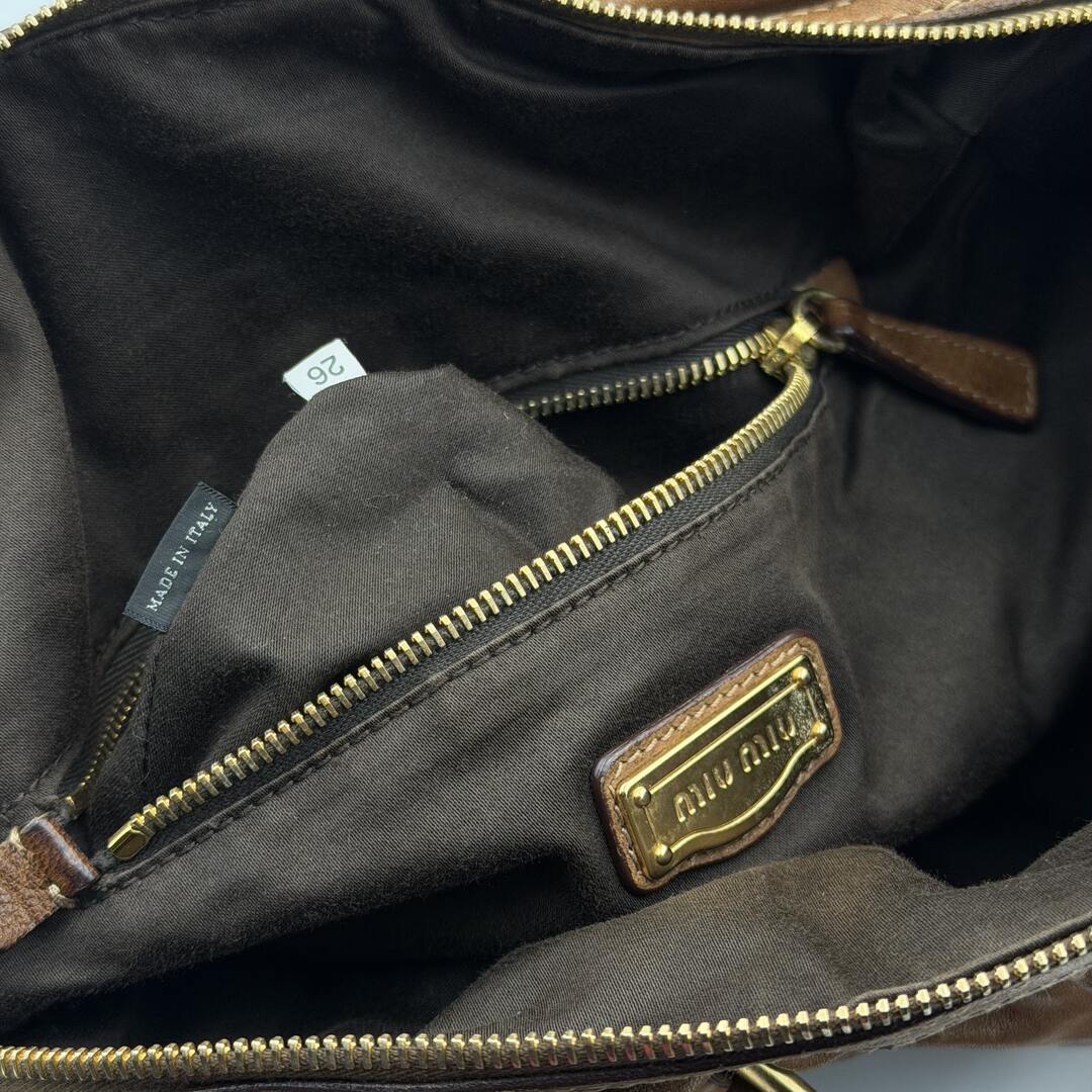 Miu Miu Buckle Leather Brown Tote Bag