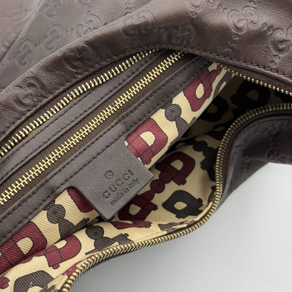 Gucci Guccissima GG Horsebit Brown Shoulder Bag