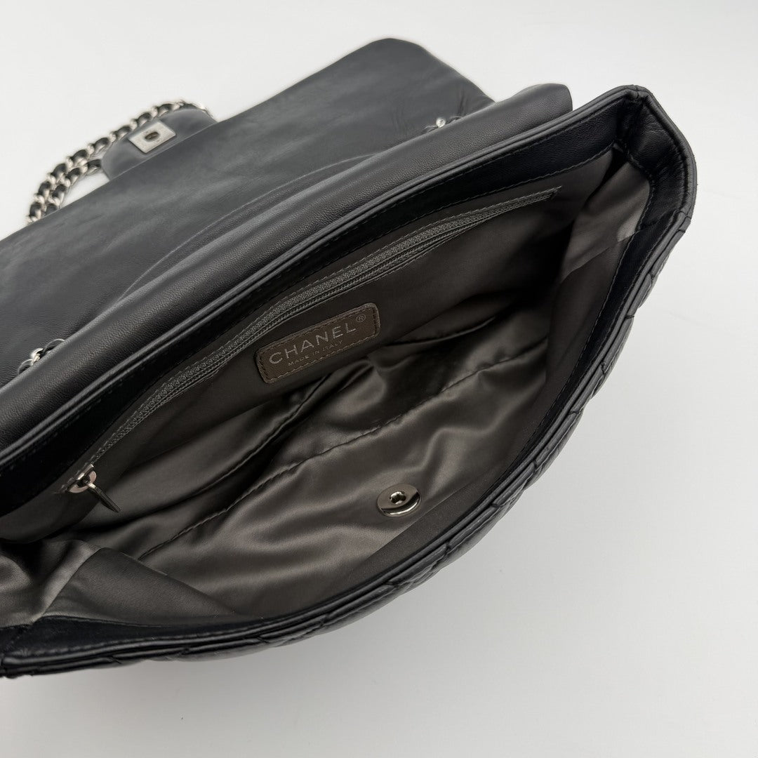 2010 Chanel Classic Coco Rain Quilted Black Leather Shoulder Bag