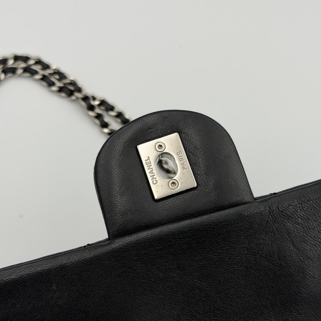 2010 Chanel Classic Coco Rain Quilted Black Leather Shoulder Bag