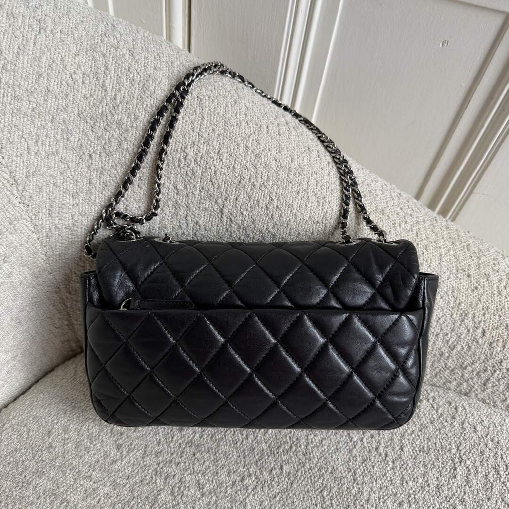 2010 Chanel Classic Coco Rain Quilted Black Leather Shoulder Bag