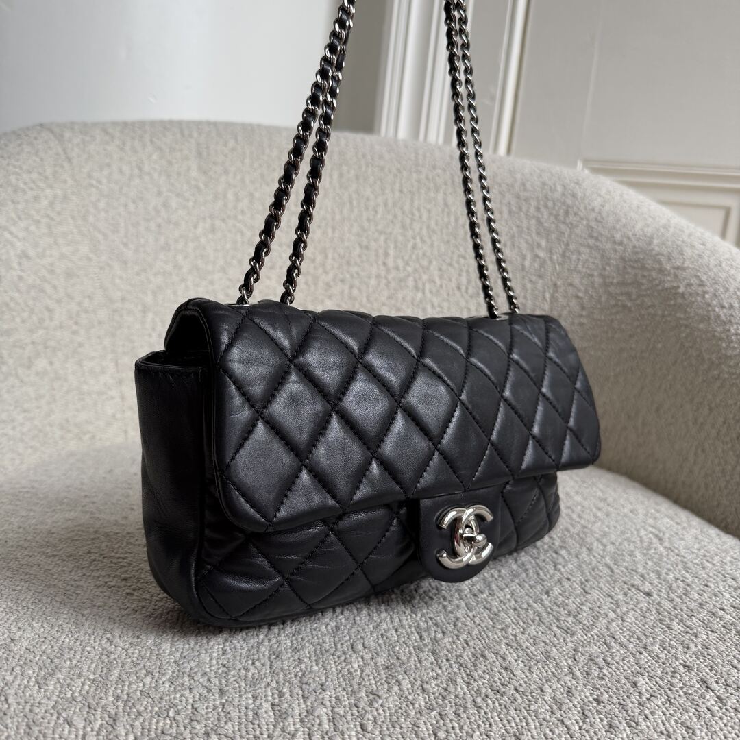 2010 Chanel Classic Coco Rain Quilted Black Leather Shoulder Bag