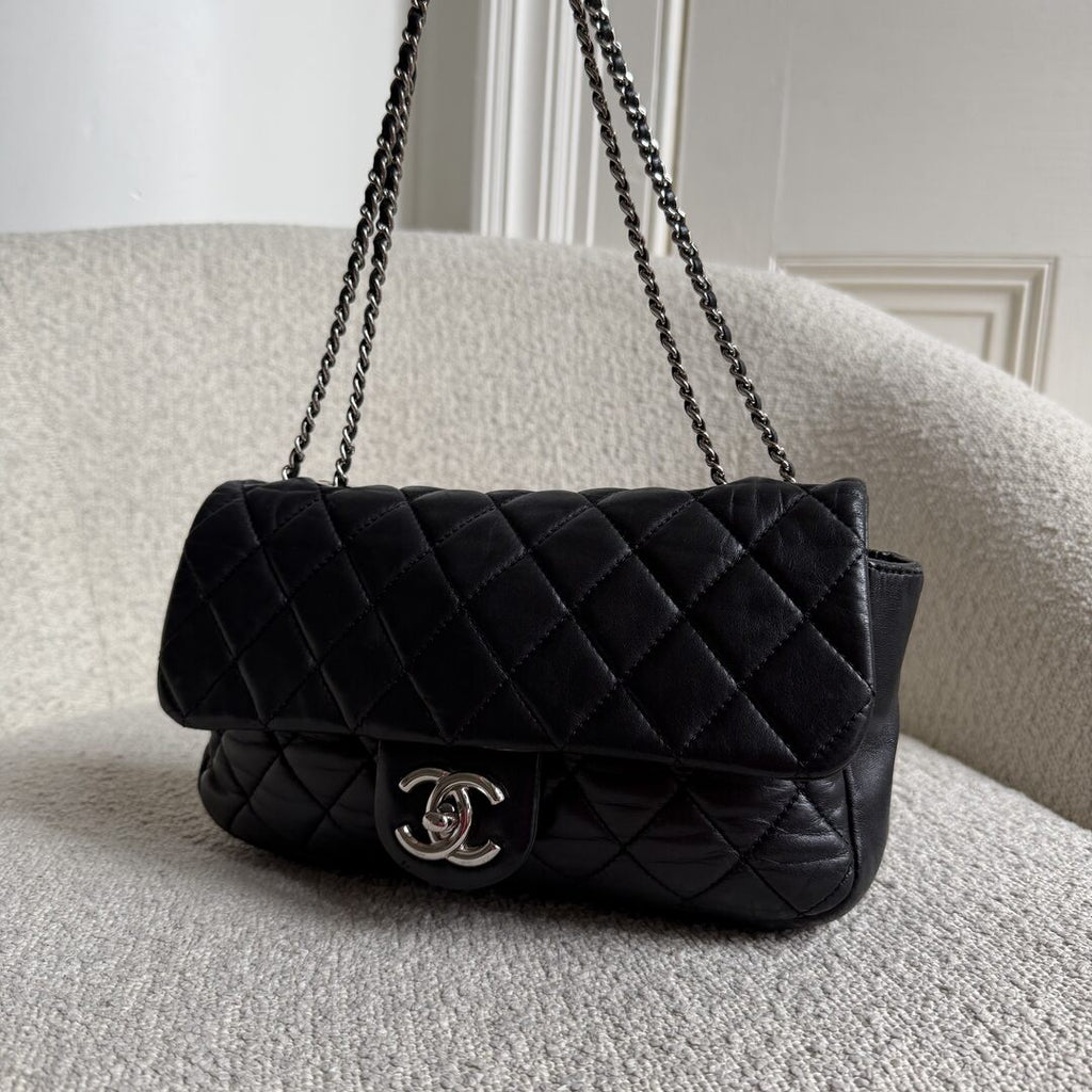 2010 Chanel Classic Coco Rain Quilted Black Leather Shoulder Bag