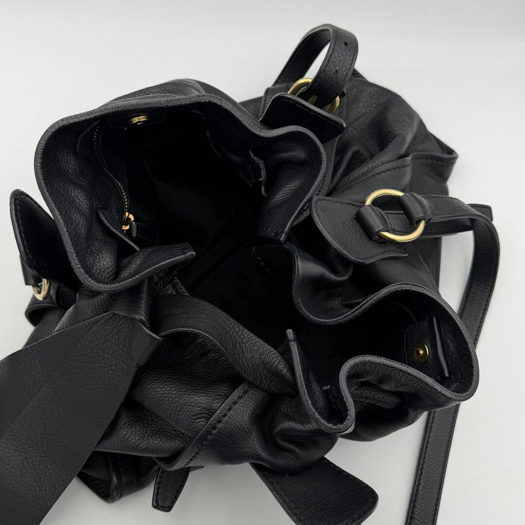 Miu Miu Vitello Leather Black Tote Bag