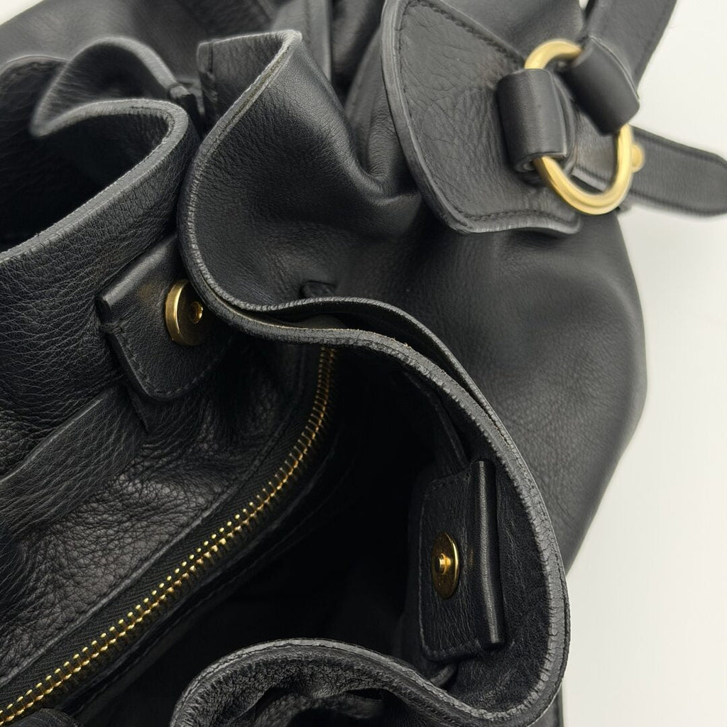 Miu Miu Vitello Leather Black Tote Bag