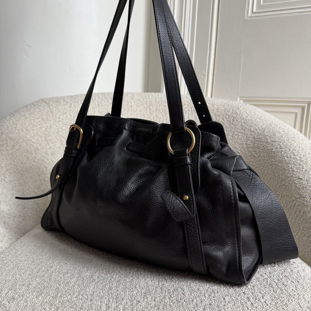 Miu Miu Vitello Leather Black Tote Bag