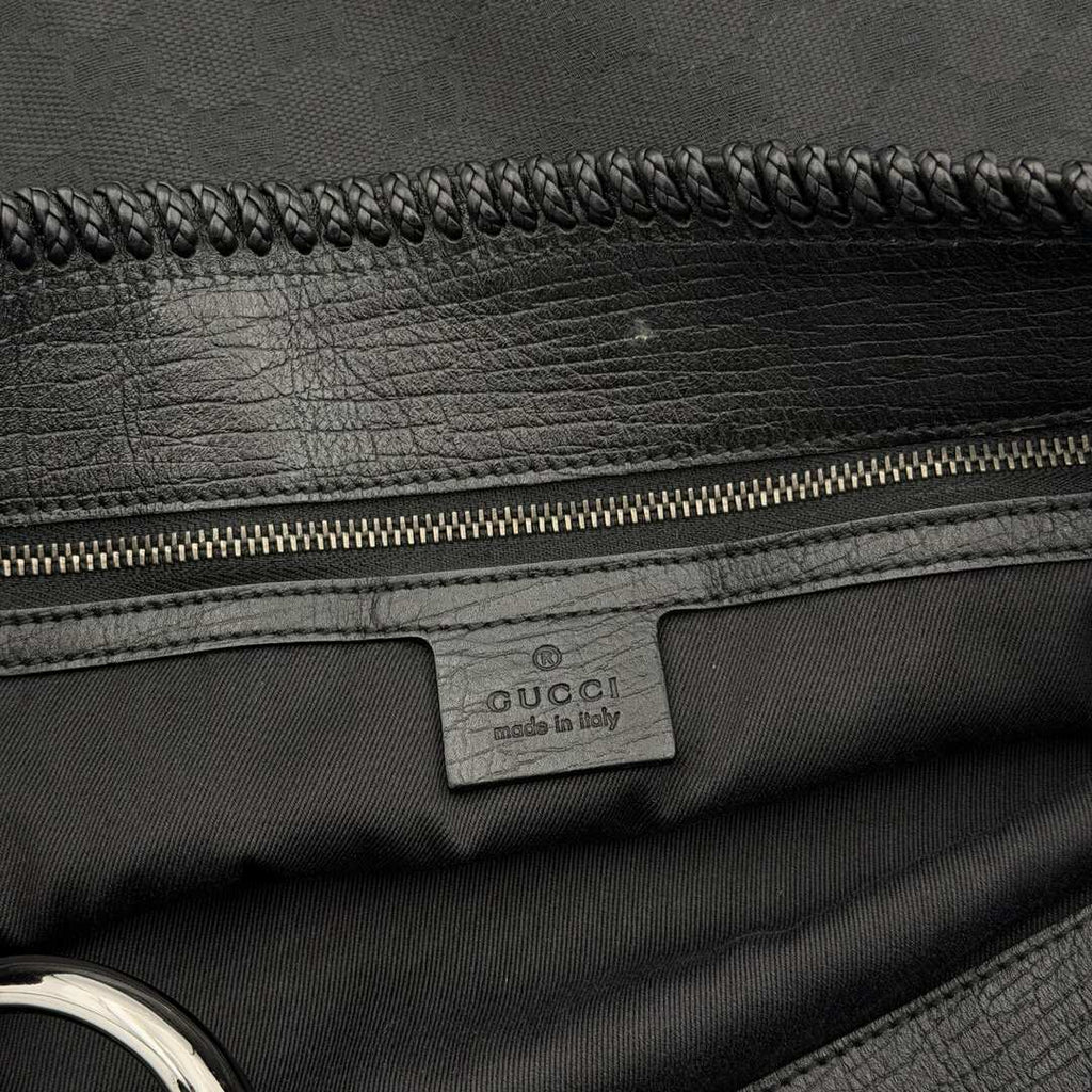 Gucci GG Canvas Horsebit Hobo Black Large Shoulder Bag