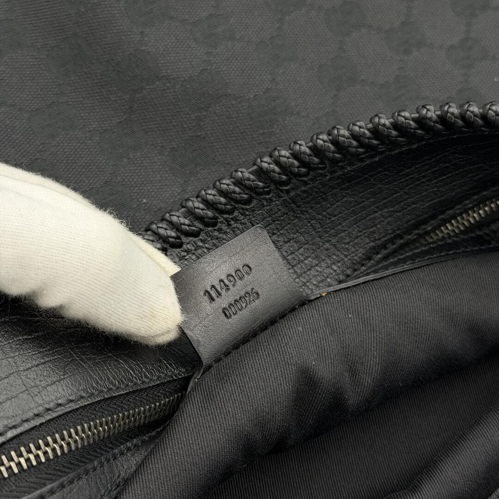 Gucci GG Canvas Horsebit Hobo Black Large Shoulder Bag