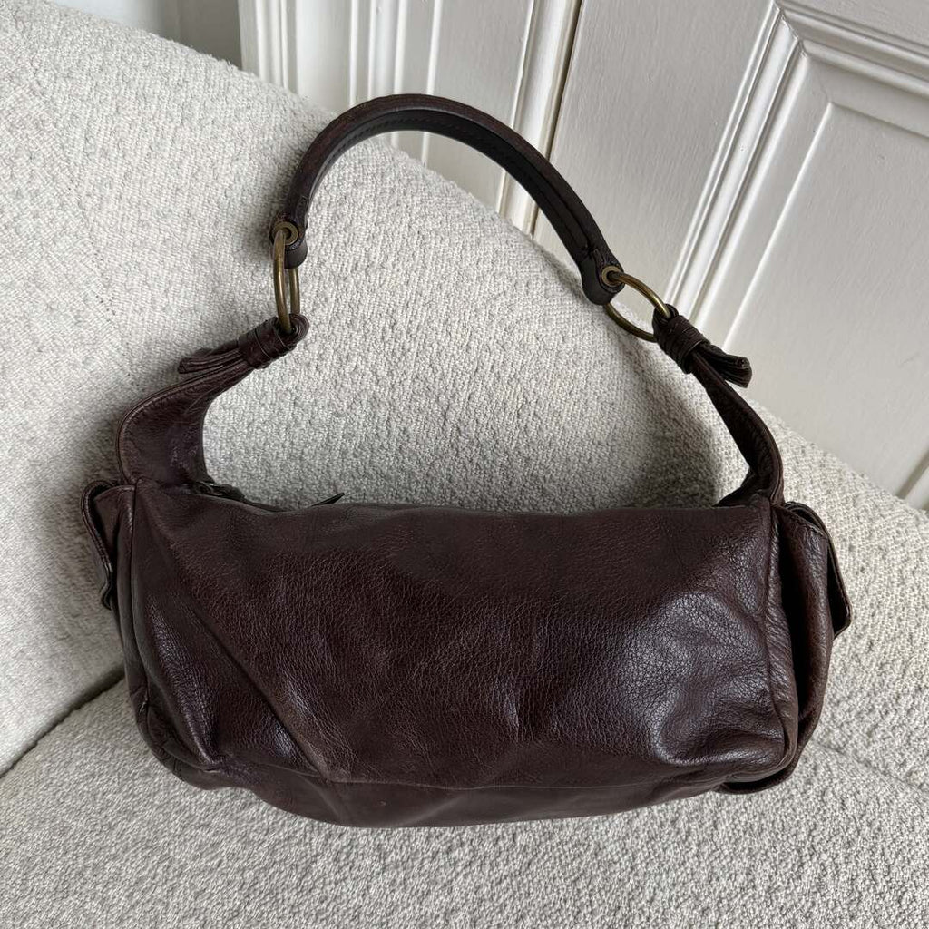 Archive Miu Miu Pocket Leather Brown Shoulder Bag
