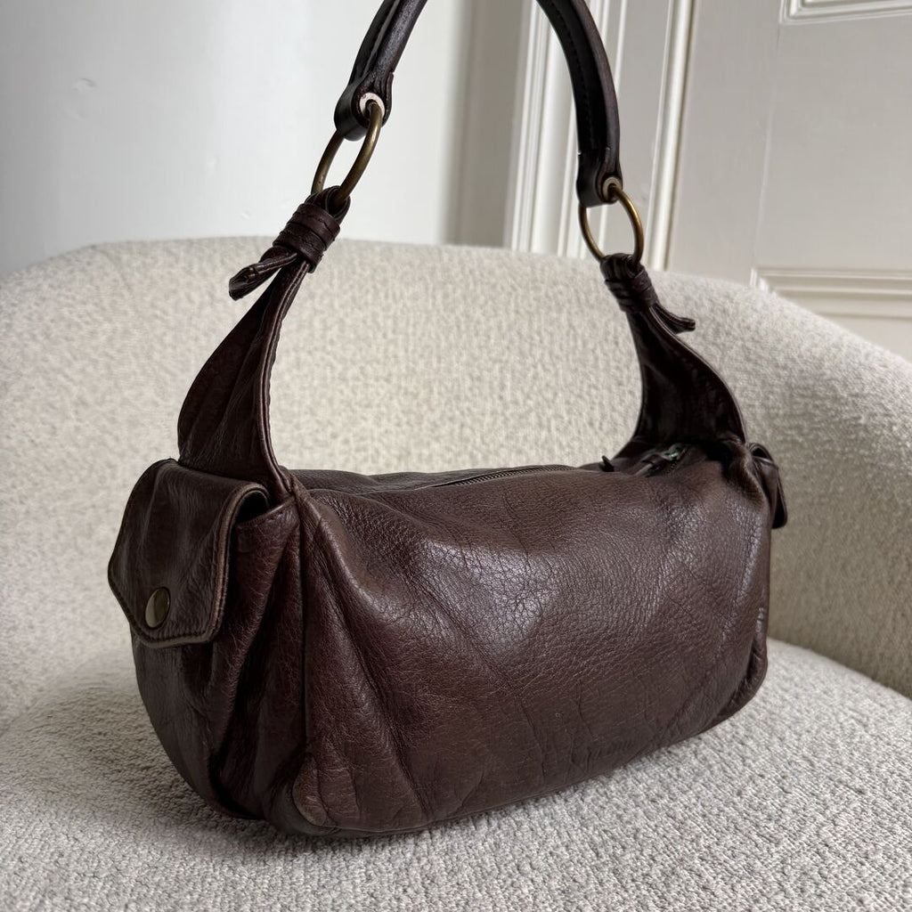 Archive Miu Miu Pocket Leather Brown Shoulder Bag