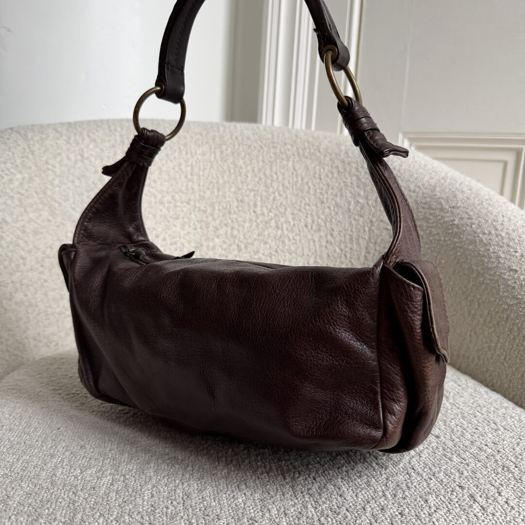 Archive Miu Miu Pocket Leather Brown Shoulder Bag