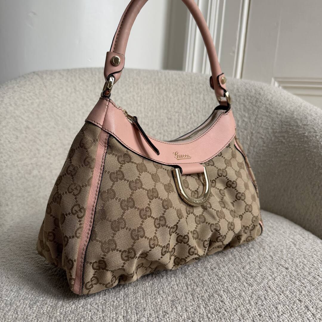 Gucci GG Canvas Abbey Pink Shoulder Bag