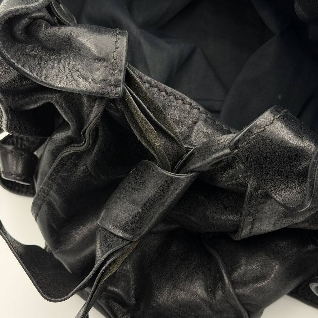 Miu Miu Vitello Black Leather Tote Bag