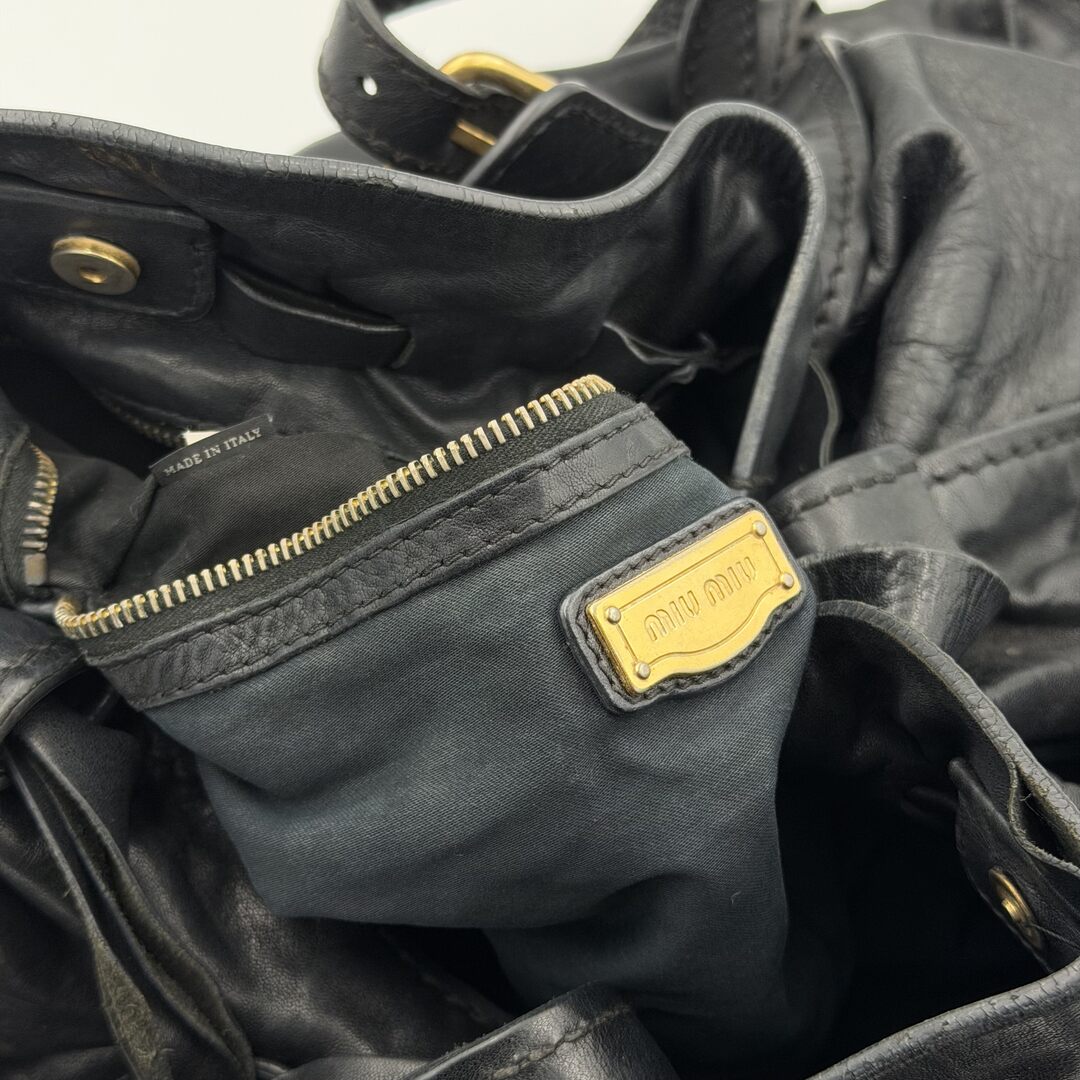 Miu Miu Vitello Black Leather Tote Bag