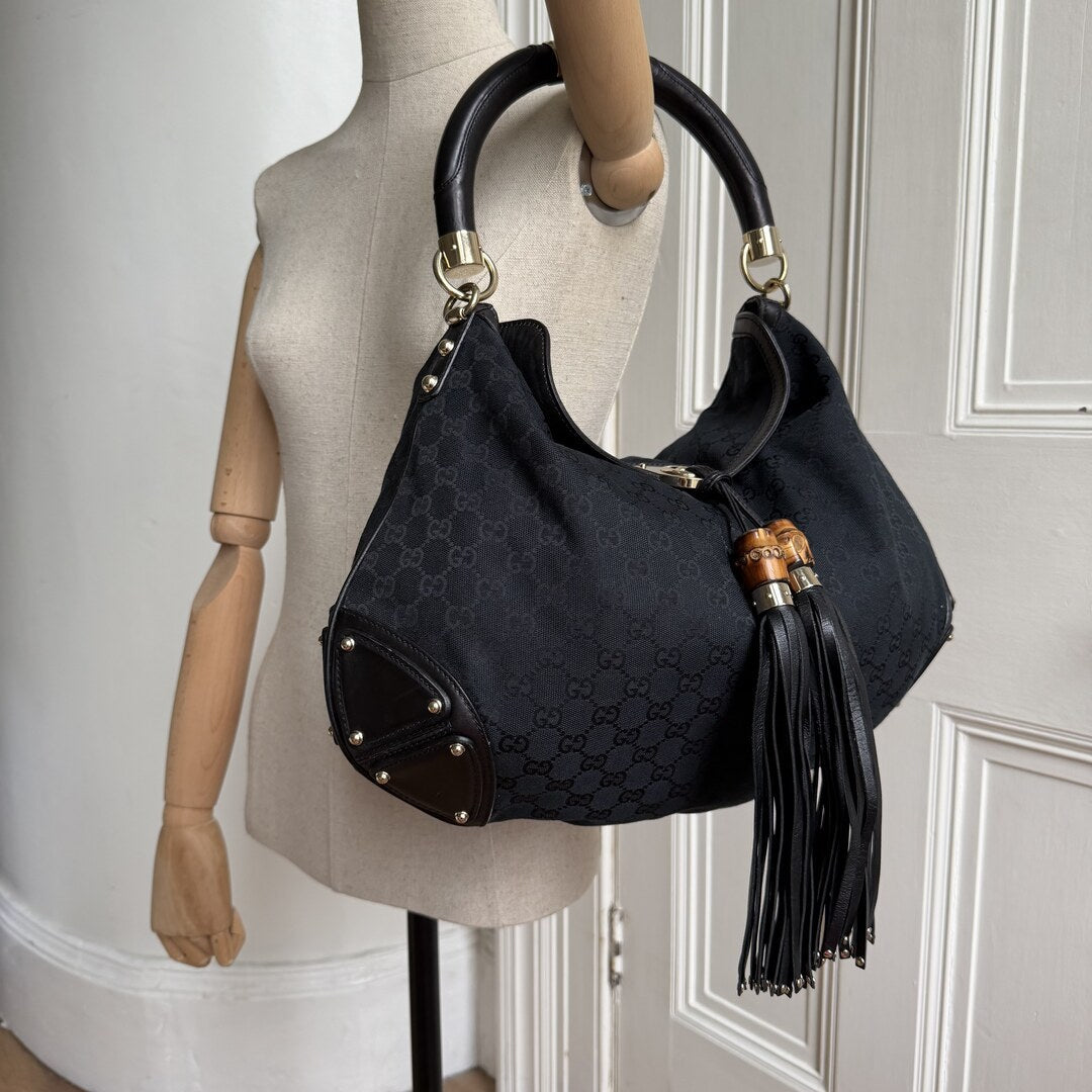 Gucci GG Canvas Indy Black Handbag