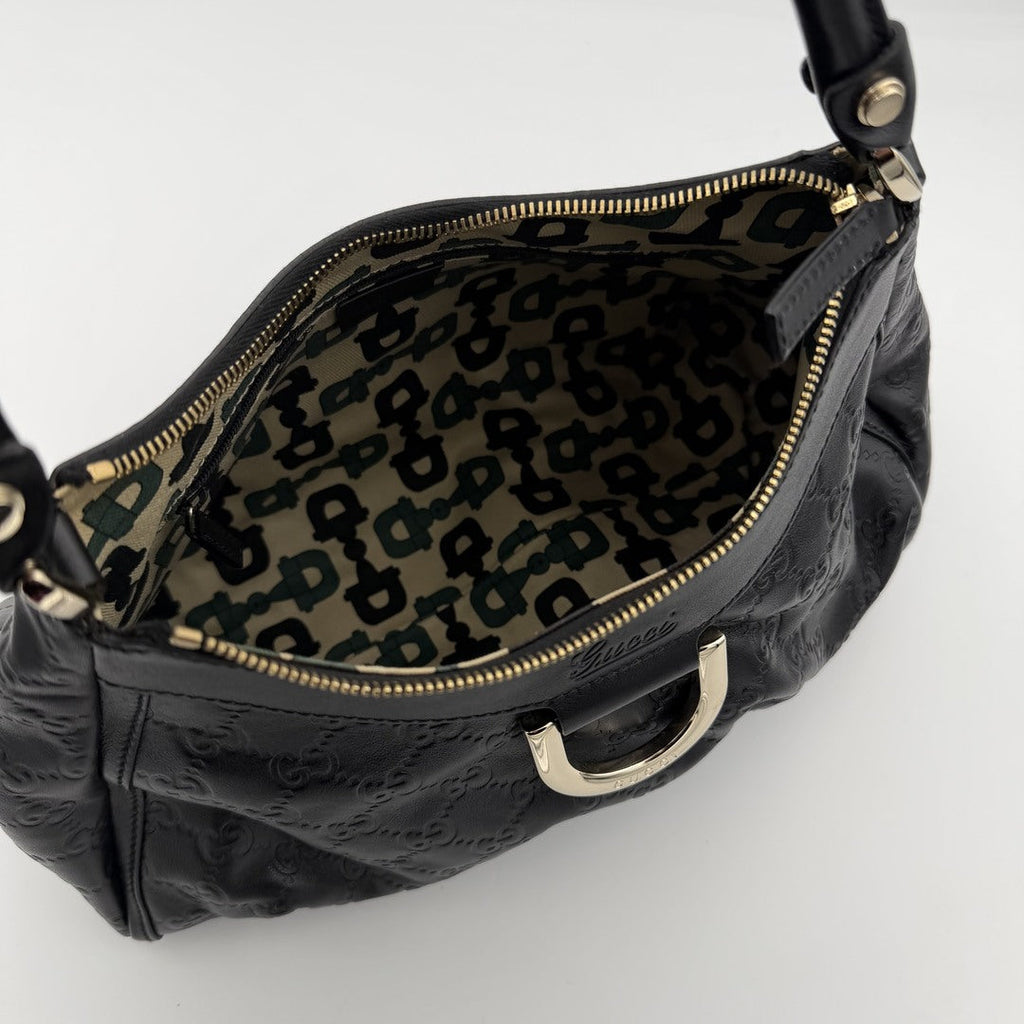 2008 Gucci Guccissima Abbey Leather Black Shoulder Bag