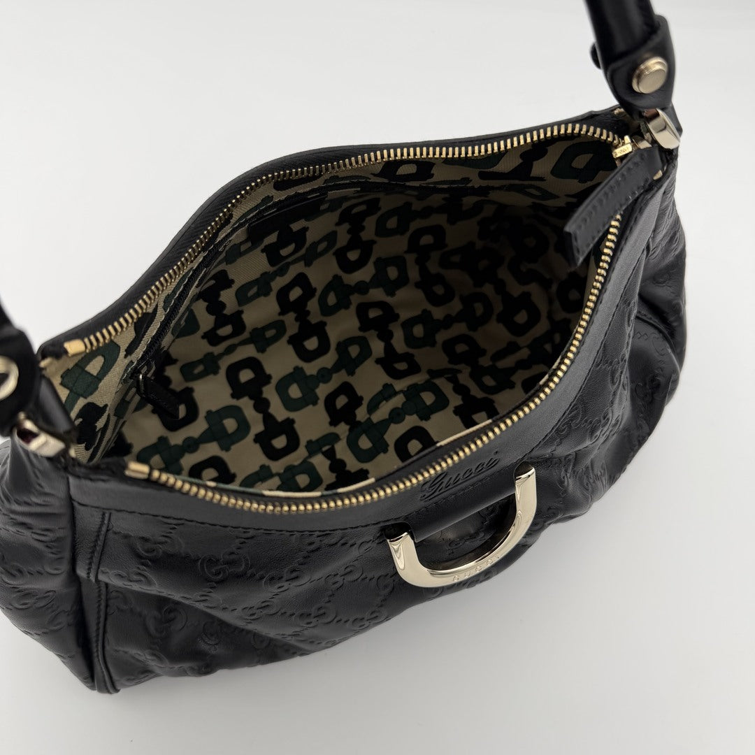 2008 Gucci Guccissima Abbey Leather Black Shoulder Bag
