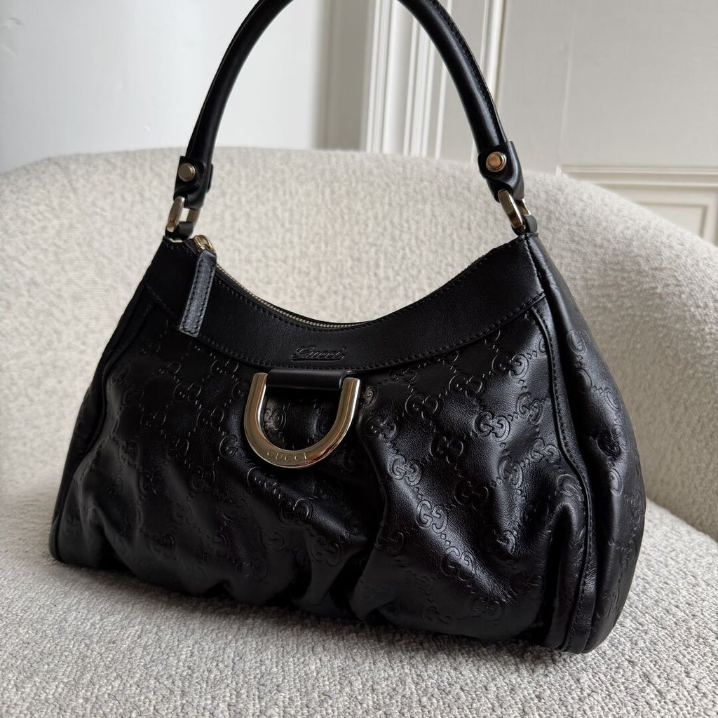 2008 Gucci Guccissima Abbey Leather Black Shoulder Bag