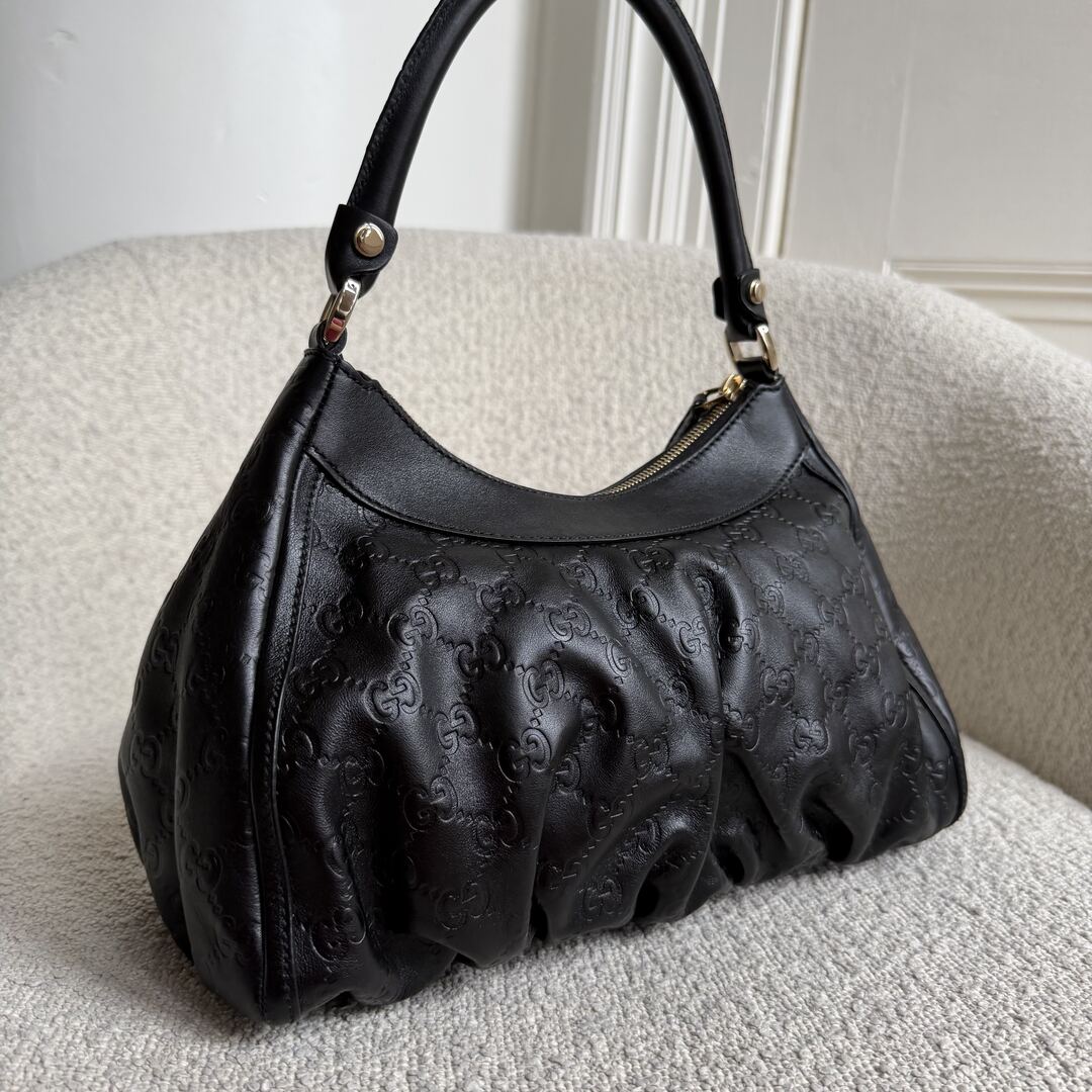 2008 Gucci Guccissima Abbey Leather Black Shoulder Bag