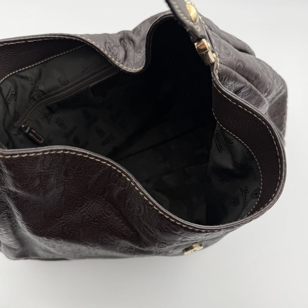 Gucci Guccissima Hobo Brown Leather Shoulder Bag
