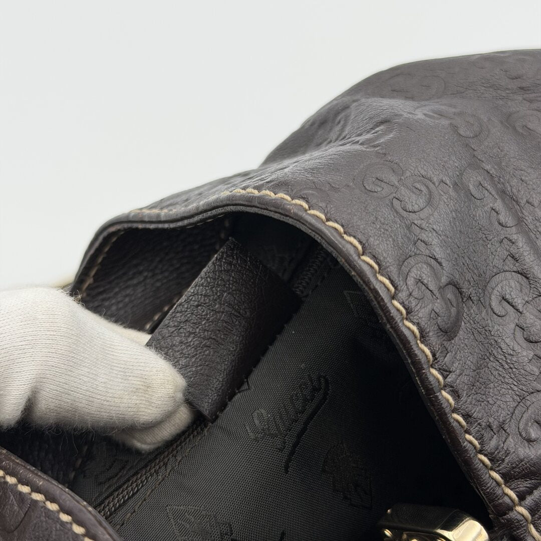 Gucci Guccissima Hobo Brown Leather Shoulder Bag