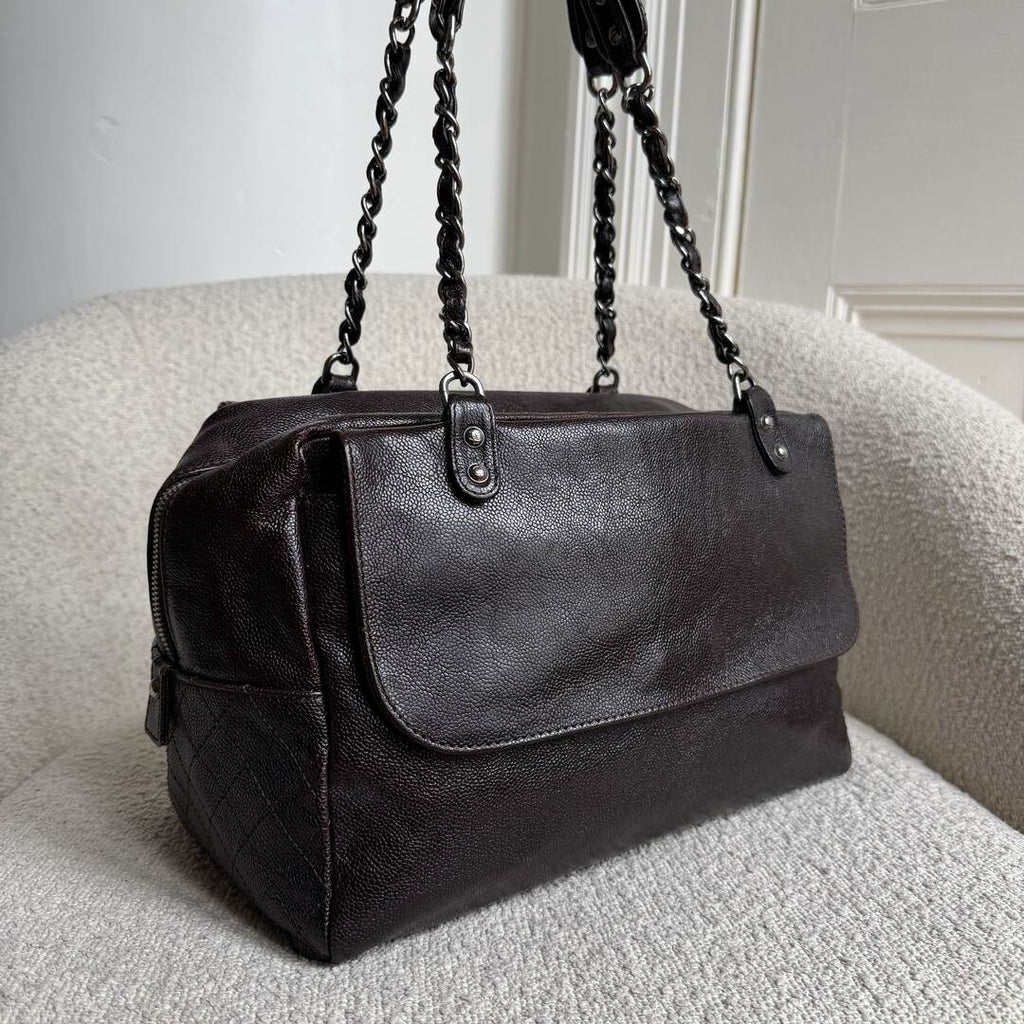 2008 Chanel Caviar Pocket In The City Flap Black Shoulder Bag