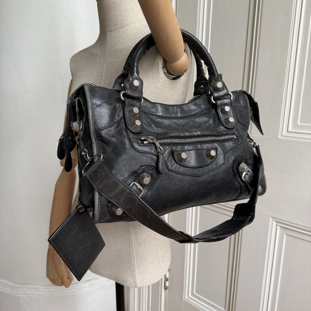 2010 Balenciaga The Giant City 21 Leather Black Bag