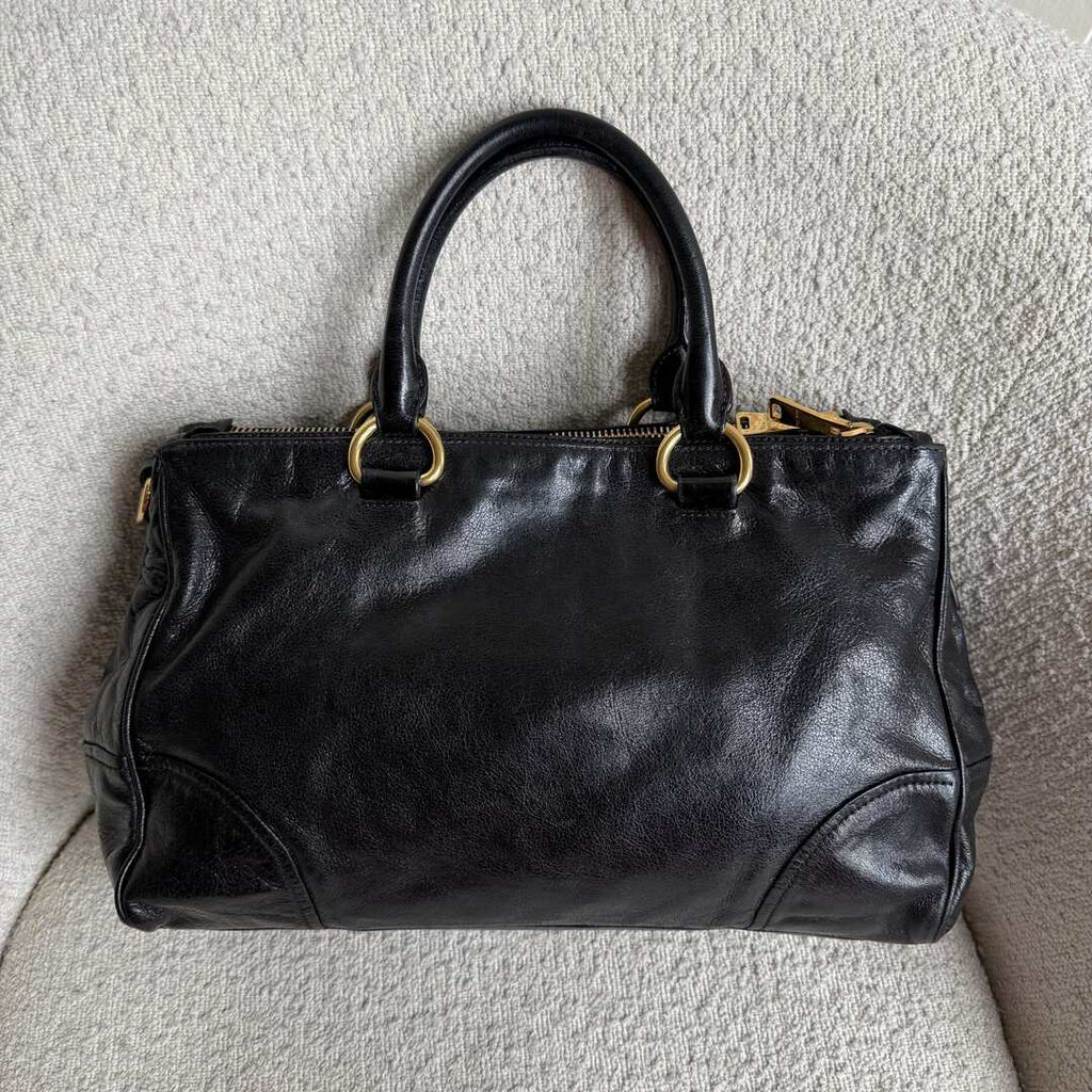2014 Miu Miu Vitello Shine Black Leather Shoulder Bag