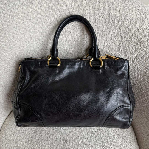2014 Miu Miu Vitello Shine Black Leather Shoulder Bag