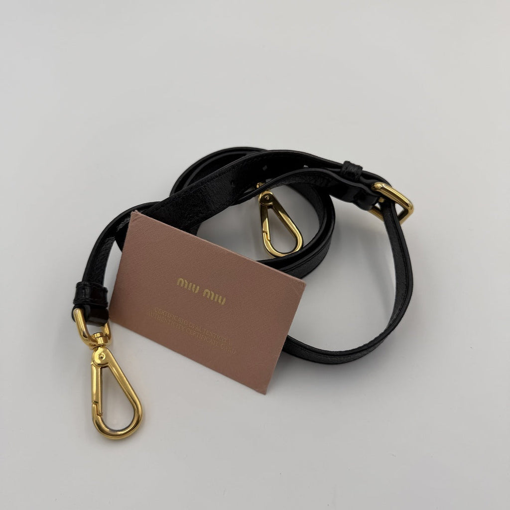 2014 Miu Miu Vitello Shine Black Leather Shoulder Bag