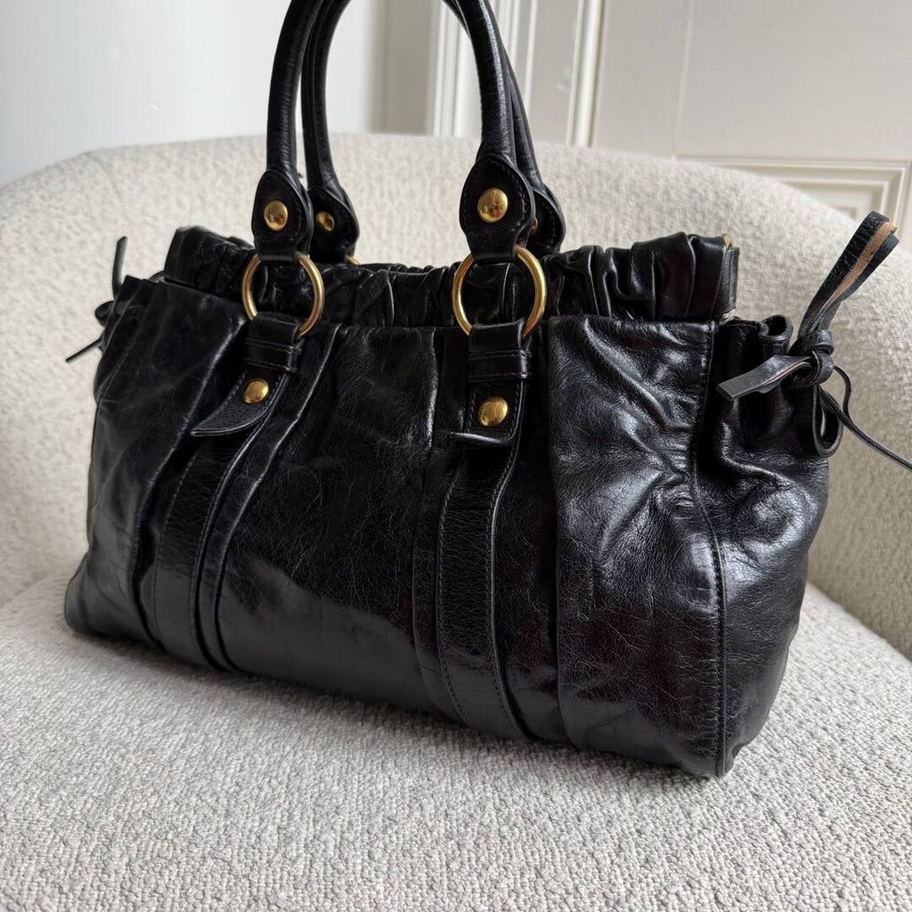 2007 Miu Miu Vitello Black Leather Handbag